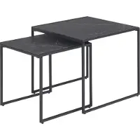 Actona Infinity Tables basses escamotables, 2 pièces, impression marbre noir.