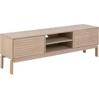 Ebuy24 Linley table TV 2 portes, 2 tablettes plaqué chêne.