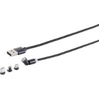 FREI Kit câble de charge magnétique USB, 3 en 1, 540°, noir, 1,0m