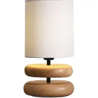 Opviq , 241720, lampe de bureau, crème, CORPS EN BOIS, 15 x 15 x 35 cm