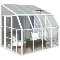RION Serre plastique adossée Sun Room 44 blanche 260x258x266 cm