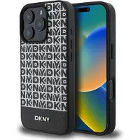 DKNY Repeat Pattern Bottom Stripe Case (Apple iPhone 16 Pro Max), Coque pour téléphone portable, Noir