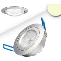 ISOLED Spot LED encastrable, argent, 8W, 72°, rond, blanc chaud, intensité lumineuse variable