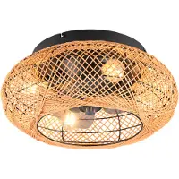 Reality Plafonnier avec ventilateur boho marron noir LILLESAND R67302126