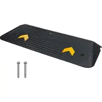 Vevor Rampe de Seuil Hauteur 5 cm Rampe Trottoir en Caoutchouc avec 1 Canal Capacité Charge 15 tonnes Surface Texturée Antidérapante pour Fauteuil Roulant Voitures Scooters Quai Garage 111x40,6x5 cm