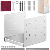 Vevor Support de Poteau Bois 8"x 8" 203x203 mm Base d'Ancrage Poteaux Acier Inoxydable Taille Interne 185x198 mm avec Accessoires pour Rambarde