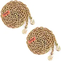Vevor Chaîne de Transport Crochets Lot de 2 Chaine de Reliure de Remorquage G80 Capacité Charge 3220 kg​​ 9,53 mm x 6 m Revêtement Galvanisé Acier au Manganèse pour Chantier de Construction Usine Quai