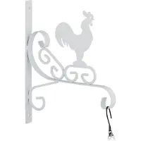 Relaxdays Support pour jardinière suspendue , robinet, fixation murale, H x l x P : 30 x 25,5 x 2 cm, crochet pour fleurs d'intérieur et d'extérieur, fer, blanc