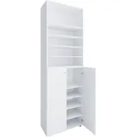 VCM XL bois Grande armoire à chaussures Étagère à chaussures Grande botte Meuble d'entrée Lona 10 compartiments