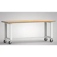 Klw-lutz Betriebseinrichtungen Etabli L2000xP700xH840mm hêtre multiplex gris clair Roues fixes et pivotantes, VG D125mm