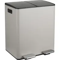 Spirella Poubelle Système de tri des déchets avec couvercle 40 L (2x20 litres) avec seau intérieur grandes poubelles Poubelle à pédale inox taupe