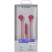BigBen Interactive Ecouteurs Jack 3.5mm Câble plat Bouton Rose