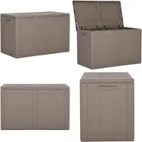 vidaXL Boîte de rangement de jardin 180 L brun PP rotin - Boîte de rangement de jardin - Boîte à poussière - Boîtes à poussière