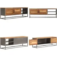 vidaXL Armoire TV Teck recyclé et acier 120 x 30 x 40 cm - Armoire TV - Meubles TV - Armoire TV