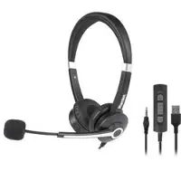 Hamlet HHEADM-UJS écouteur/casque Avec fil Arceau Bureau/Centre d'appels USB Type-A Noir