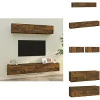 vidaXL Ensemble de meubles TV 4 pièces chêne fumé bois composite - Meubles TV