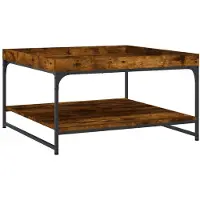 vidaXL Table basse chêne fumé 80x80x45 cm Bois composite et fer - Table basse - Tables basses - Table basse - Table