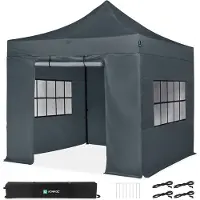 Vonroc Tente de réception Premium Easy-Up - 3x3 m | Ensemble incl. parois latérales - Grise