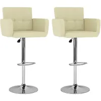 vidaXL Tabouret de bar 2 pcs. simili cuir crème - tabouret de bar - tabouret de comptoir - tabouret de comptoir - tabouret de bar