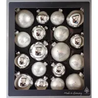 Thüringer Glasdesign Set de boules de Noël en argent 18 pièces
