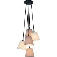 Näve - Lampe suspendue textile, Fango, d:35cm ; hs:14cm ; ds:16cm Abat-jour : 3x marron, 2x beige Longueur totale 95cm ; 7062511