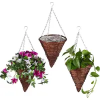 Relaxdays Suspension Plantes Pot De Fleurs Plantes Suspendues Lot De 3 Support Plantes Set