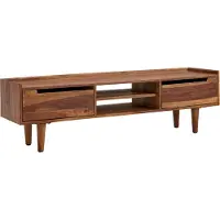 FineBuy Buffet en bois massif de Sheesham 145x43x35 cm Commode TV avec deux portes Armoire TV Haute Table TV Armoire TV Moderne Commode TV