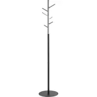 Haku Portemanteau , 6 crochets de 5 kg chacun, Ø 360 x H 1700 mm, tube d'acier peint époxy/bois/métal, gris-noir