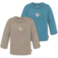 Normani T-Shirt 'Taupo' beige chiné / bleu cyan / blanc cassé