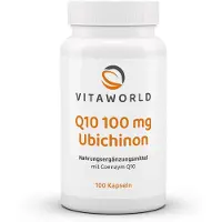 Vitaworld Q10 100 mg Ubiquinone | 100 gélules | Coenzyme Q10 naturel produit par fermentation de levure | végétalien