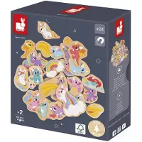 Janod Aimants Jouets en bois Licornes Dragon Set d'aimants 24 pièces