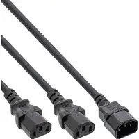 InLine Y-cable - Câble d'alimentation - IEC 60320 C14 pour power IEC 60320 C13 - 3 m - noir