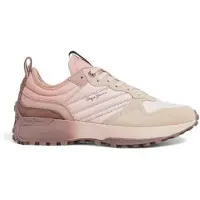 Pepe Jeans pour femme. PLS60010 Baskets en cuir rose Lucky Flag (39), Plat, Lacets, Casuel