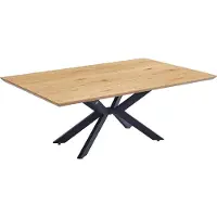 HOME DELUXE Table de salle à manger rectangulaire AVENCIA avec pied en étoile - Light Oak - 160 x 100 cm | Table de cuisine, salle à manger, table de salle à manger
