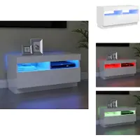 vidaXL Armoire TV avec lampes LED Blanc brillant 80x35x40 cm - Meuble TV