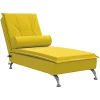 vidaXL Chaise longue de massage avec traversin Jaune velours