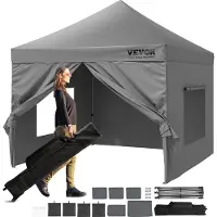 Vevor Tonnelle Pop-up 304,8x304,8 cm Tente Tonnelle Jardin Parois Latérales Amovibles Sac à Roulettes Résistant UV Imperméable Tente Gazebo pour Plein Air