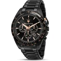 Maserati Traguardo 45 Mm Chr Black Dial Br Black Watch Noir Homme
