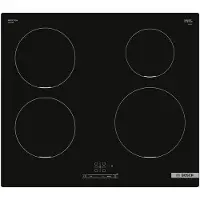 Bosch Table de cuisson, PUE611BB6E SER4, plaque de cuisson électrique à induction, 4 zones, TouchSelect, QuickStart, Restart, sans cadre, 4,6 kW, 60 cm