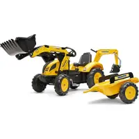 Falk Tracteur à pédales, pelle mécanique Komatsu avec remorque, pour enfants de 3 à 7 ans