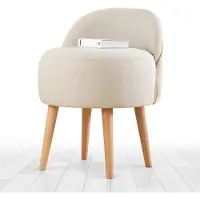 Hannah Home , Corvile- FLF1151, Sahne, Pouf classique, 50% coton / 50% lin