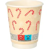 Papstar 25 gobelets, carton 0,2 l Ø 8 cm - 9,3 cm naturel "Candy Canes " double paroi