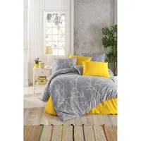L'essentiel Maison , Parure, Gris, Ensemble housse de couette simple (FR), 65 % COTON / 35 % POLYESTER, 140 x 200 cm