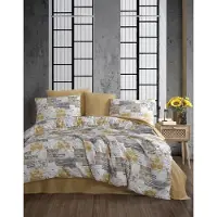 L'essentiel Maison , Serra - Yellow, ensemble housse de couette simple Ranforce (FR), jaune, 100 % COTON RANFORCE, 140 x 200 cm