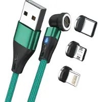 RealPower Magnetic cable 3 Amp,2m,grün mit Adaptern