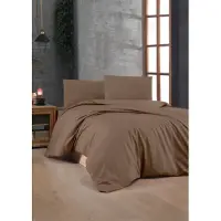 L'essentiel Maison , Brown, ensemble housse de couette simple Ranforce (FR), marron, 100 % COTON RANFORCE, 140 x 200 cm