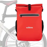 Wiltec Sacoche sac à dos étanche pour porte-bagages rouge – capacité de 20 L – en 600D TPU – avec compartiment pour ordinateur portable – pour vélos et vélos électriques – Sac de bicyclette – Cyclisme