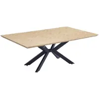 HOME DELUXE Table de salle à manger rectangulaire AVENCIA avec pied en étoile - Fishbone Oak 200 x 120 cm | Table de cuisine, salle à manger, table de salle à manger