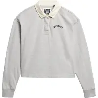 Superdry pour femme. W2012352A Polo de rugby blanc (L), Casuel, Gris, Coton, Manche longue
