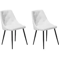 Beliani Ensemble de chaises de salle à manger 2 blanches et noires en cuir synthétique acier moderne assise rembourrée avec dossier matelassé